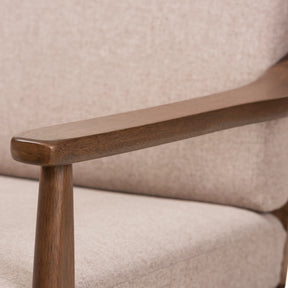 Baxton Studio Venza Mid-Century Modern Walnut Wood Light Brown Fabric Upholstered 2-Seater Loveseat Baxton Studio-sofas-Minimal And Modern - 6
