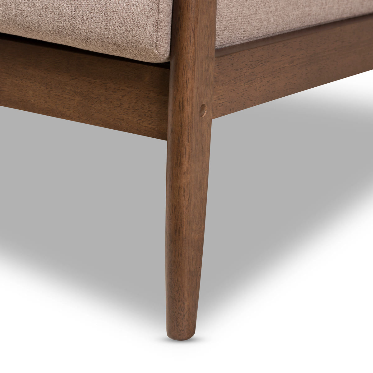 Baxton Studio Venza Mid-Century Modern Walnut Wood Light Brown Fabric Upholstered 2-Seater Loveseat Baxton Studio-sofas-Minimal And Modern - 7