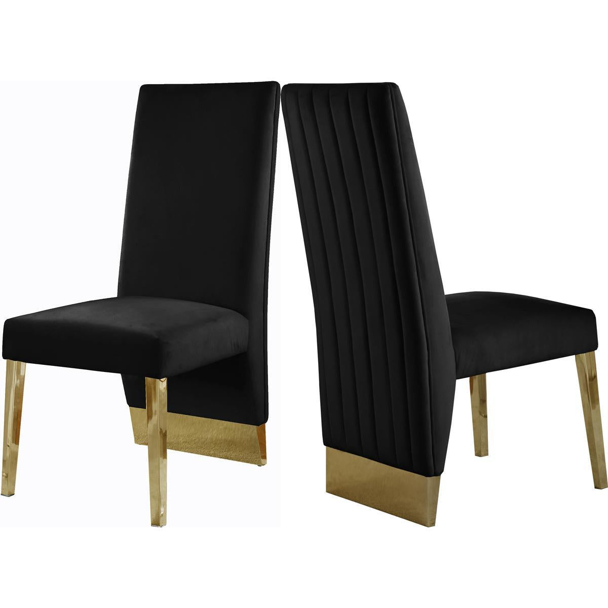 Meridian Furniture Porsha Black Velvet Dining ChairMeridian Furniture - Dining Chair - Minimal And Modern - 1