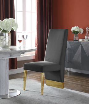 Meridian Furniture Porsha Grey Velvet Dining Chair - Set of 2