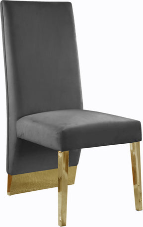 Meridian Furniture Porsha Grey Velvet Dining Chair - Set of 2
