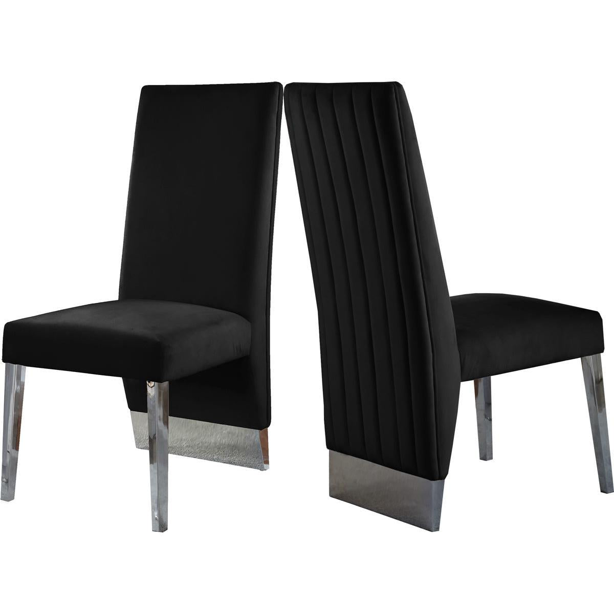 Meridian Furniture Porsha Black Velvet Dining ChairMeridian Furniture - Dining Chair - Minimal And Modern - 1