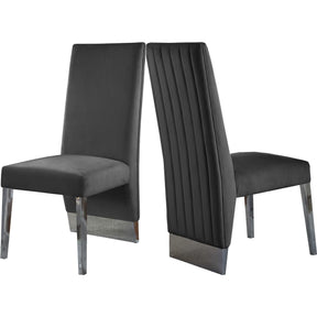 Meridian Furniture Porsha Grey Velvet Dining ChairMeridian Furniture - Dining Chair - Minimal And Modern - 1