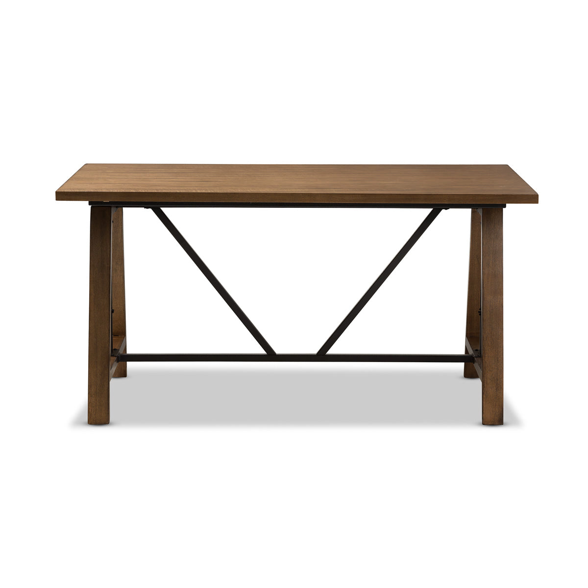 Baxton Studio Nico Rustic Industrial Metal and Distressed Wood Adjustable Height Work Table Baxton Studio-Desks-Minimal And Modern - 3