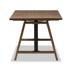 Baxton Studio Nico Rustic Industrial Metal and Distressed Wood Adjustable Height Work Table Baxton Studio-Desks-Minimal And Modern - 4