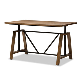 Baxton Studio Nico Rustic Industrial Metal and Distressed Wood Adjustable Height Work Table Baxton Studio-Desks-Minimal And Modern - 5