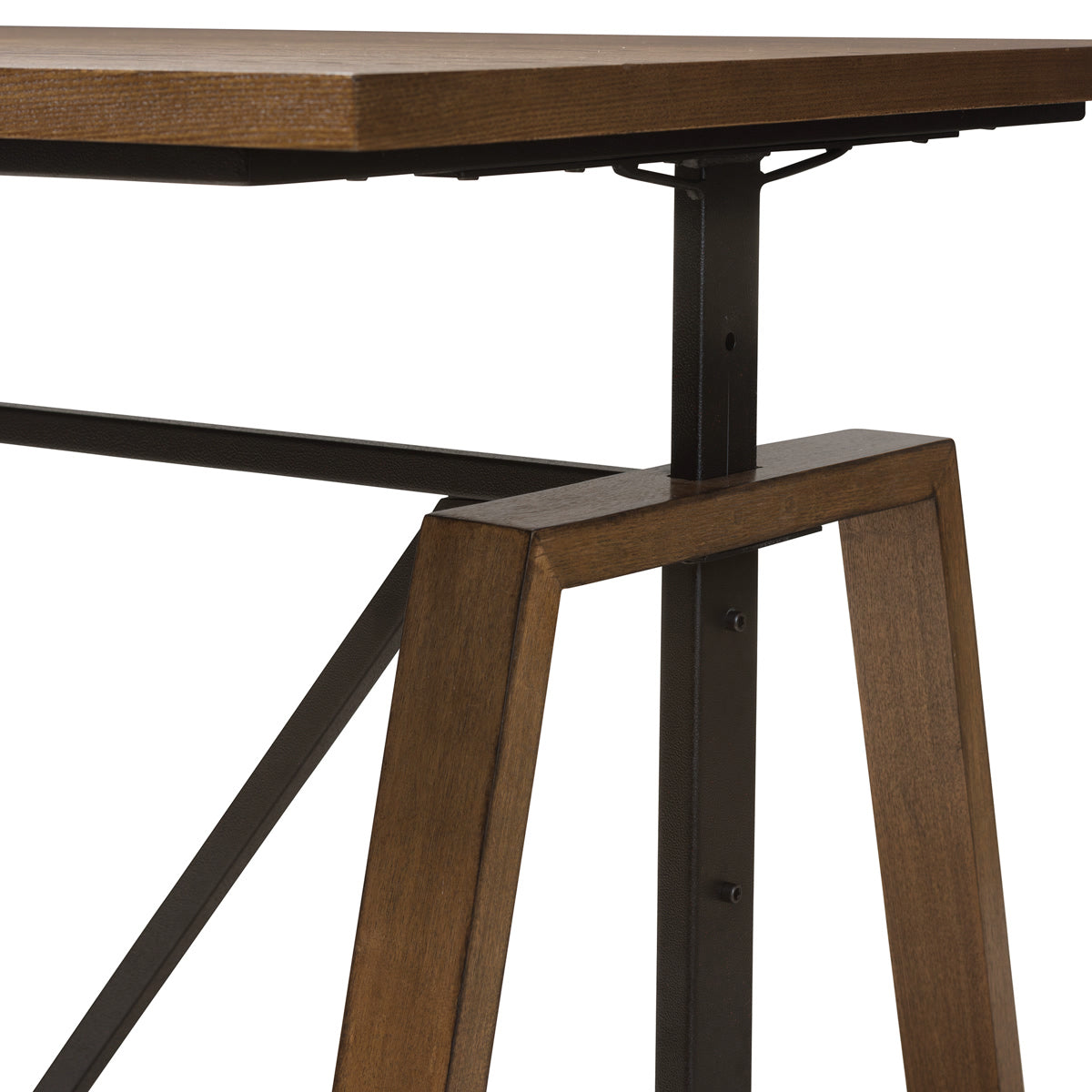 Baxton Studio Nico Rustic Industrial Metal and Distressed Wood Adjustable Height Work Table Baxton Studio-Desks-Minimal And Modern - 7
