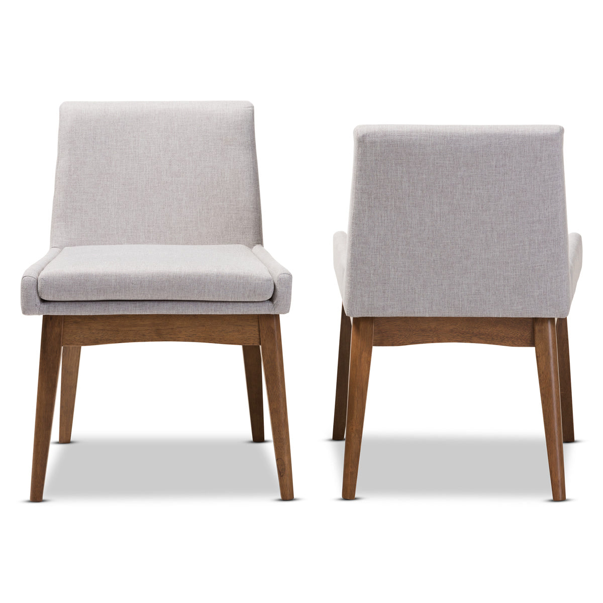 Baxton Studio Nexus Mid-Century Modern Walnut Wood Finishing Greyish Beige Fabric Dining Side Chair (Set of 2) Baxton Studio-dining chair-Minimal And Modern - 3