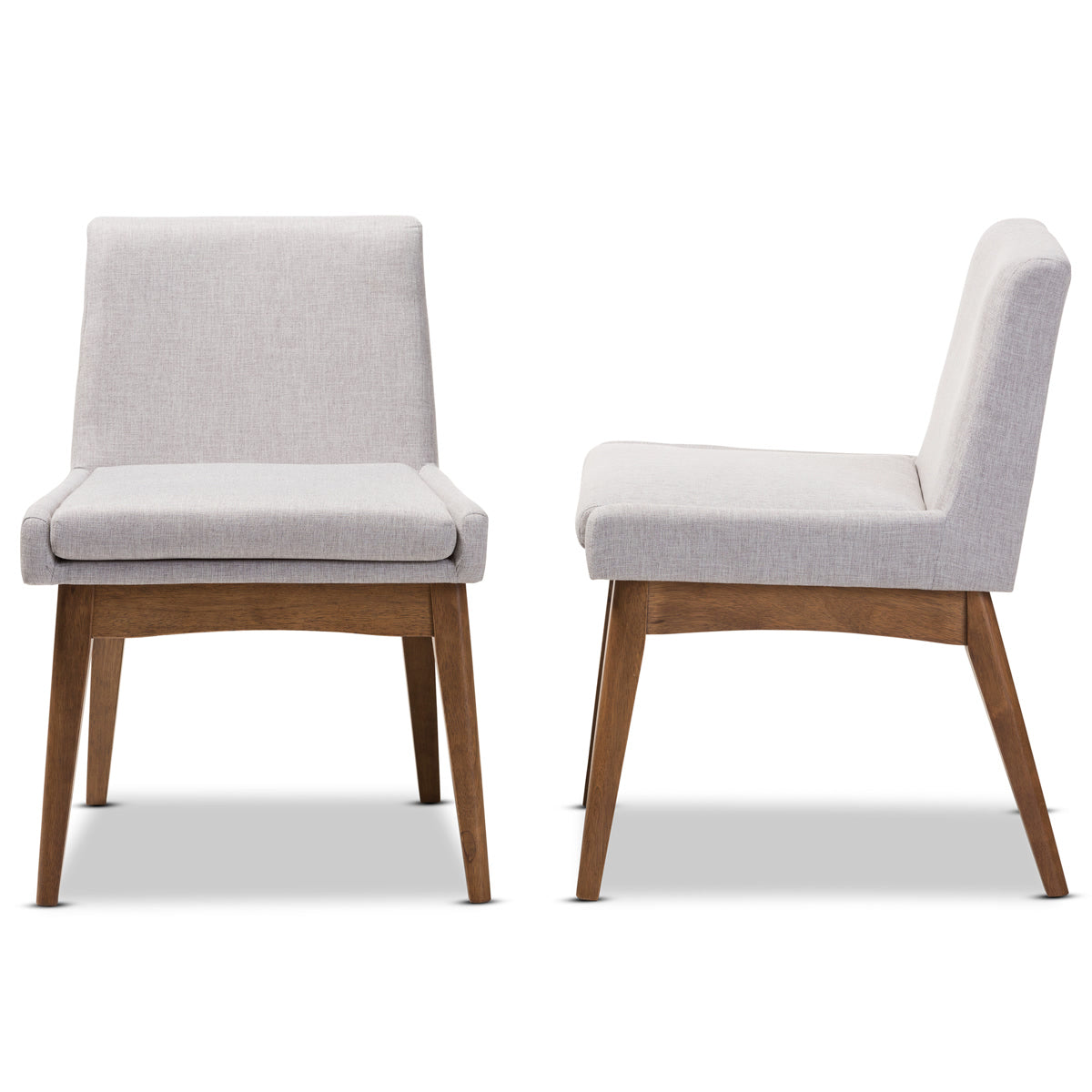 Baxton Studio Nexus Mid-Century Modern Walnut Wood Finishing Greyish Beige Fabric Dining Side Chair (Set of 2) Baxton Studio-dining chair-Minimal And Modern - 4