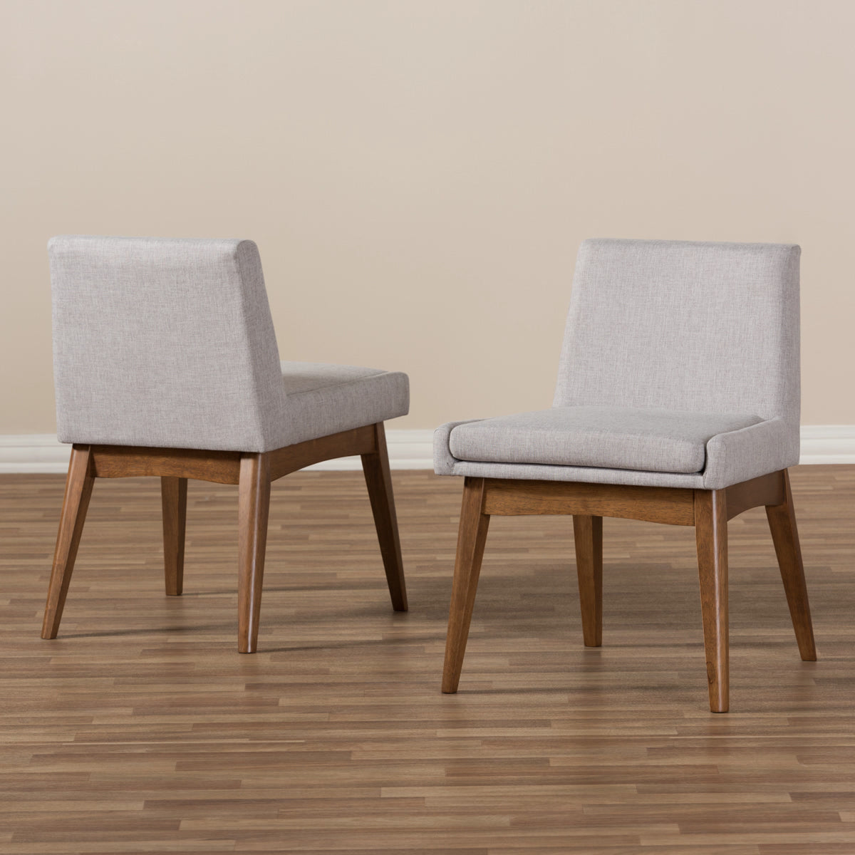 Baxton Studio Nexus Mid-Century Modern Walnut Wood Finishing Greyish Beige Fabric Dining Side Chair (Set of 2) Baxton Studio-dining chair-Minimal And Modern - 6