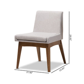 Baxton Studio Nexus Mid-Century Modern Walnut Wood Finishing Greyish Beige Fabric Dining Side Chair (Set of 2) Baxton Studio-dining chair-Minimal And Modern - 7