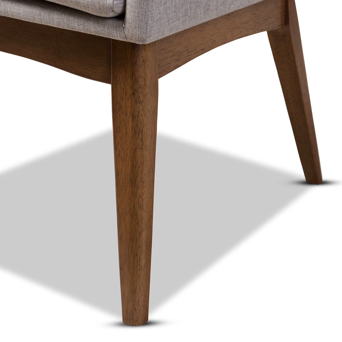 Baxton Studio Nexus Mid-Century Modern Walnut Wood Finishing Greyish Beige Fabric Dining Armchair (Set of 2) Baxton Studio-dining chair-Minimal And Modern - 5