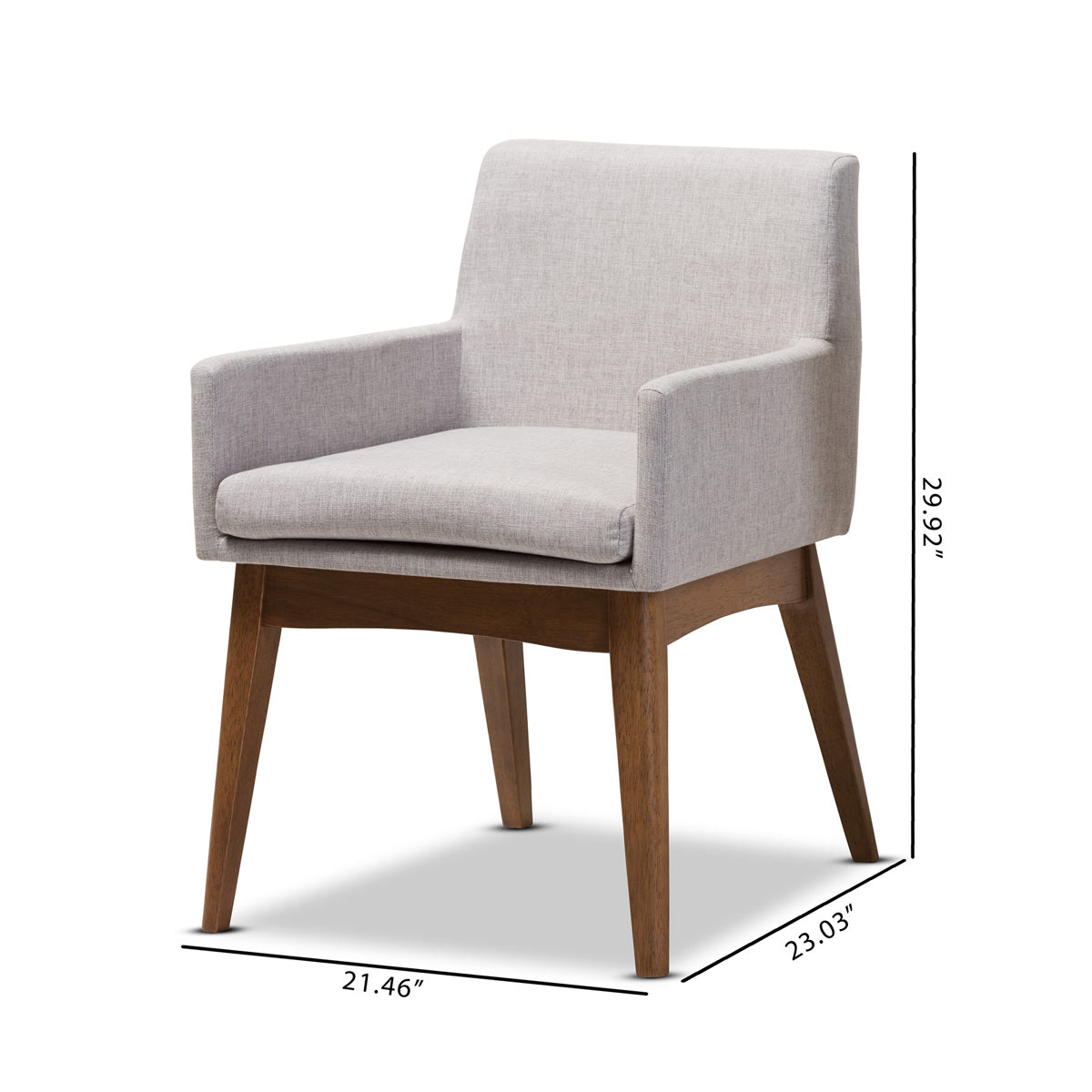 Baxton Studio Nexus Mid-Century Modern Walnut Wood Finishing Greyish Beige Fabric Dining Armchair (Set of 2) Baxton Studio-dining chair-Minimal And Modern - 7