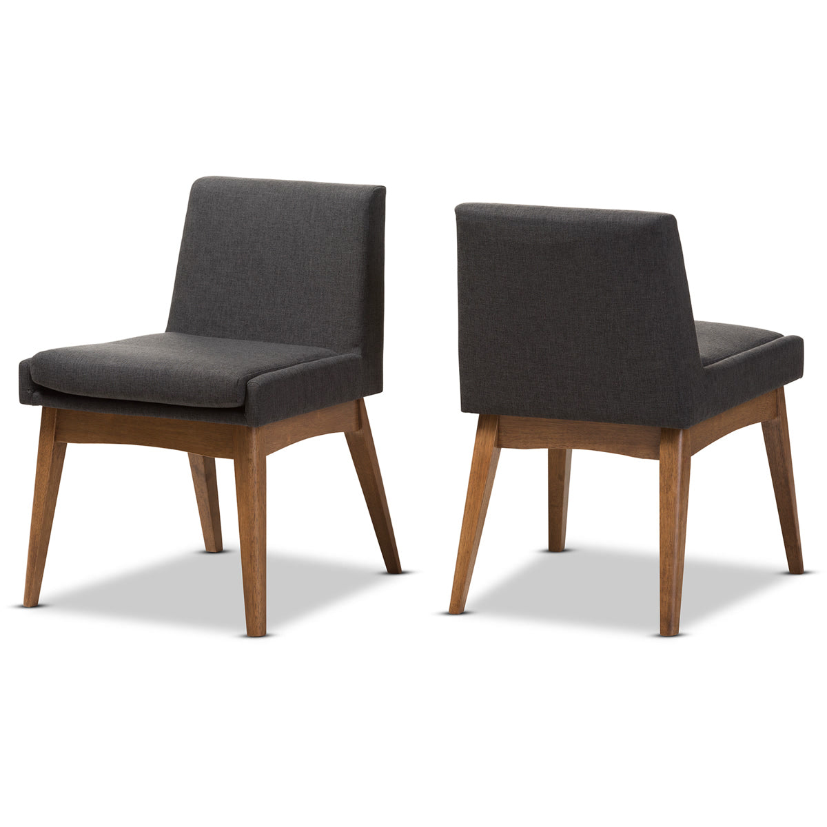 Baxton Studio Nexus Mid-Century Modern Walnut Wood Finishing Dark Fabric Dining Side Chair (Set of 2) Baxton Studio-dining chair-Minimal And Modern - 2