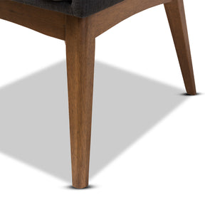 Baxton Studio Nexus Mid-Century Modern Walnut Wood Finishing Dark Grey Fabric Dining Armchair (Set of 2) Baxton Studio-dining chair-Minimal And Modern - 5
