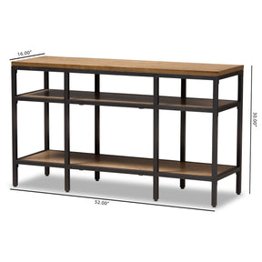 Baxton Studio Caribou Rustic Industrial Style Oak Brown Finished Wood and Black Finished Metal Console Table Baxton Studio-tv Stands-Minimal And Modern - 8