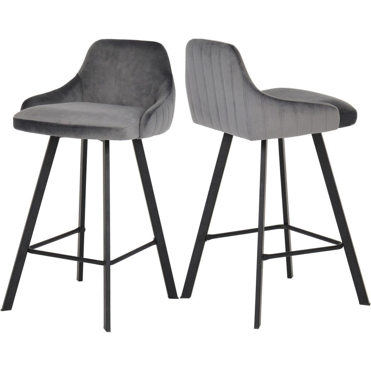 Meridian Furniture Viviene Grey Velvet StoolMeridian Furniture - Stool - Minimal And Modern - 1