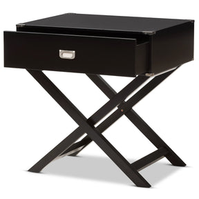 Baxton Studio Curtice Modern And Contemporary Black 1-Drawer Wooden Bedside Table Baxton Studio-nightstands-Minimal And Modern - 3
