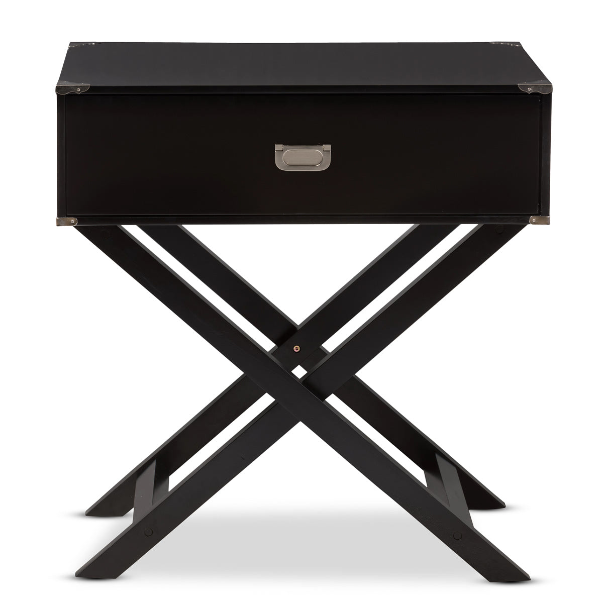 Baxton Studio Curtice Modern And Contemporary Black 1-Drawer Wooden Bedside Table Baxton Studio-nightstands-Minimal And Modern - 4