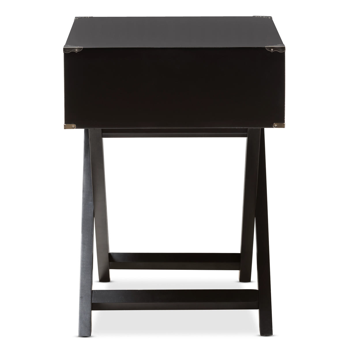 Baxton Studio Curtice Modern And Contemporary Black 1-Drawer Wooden Bedside Table Baxton Studio-nightstands-Minimal And Modern - 5