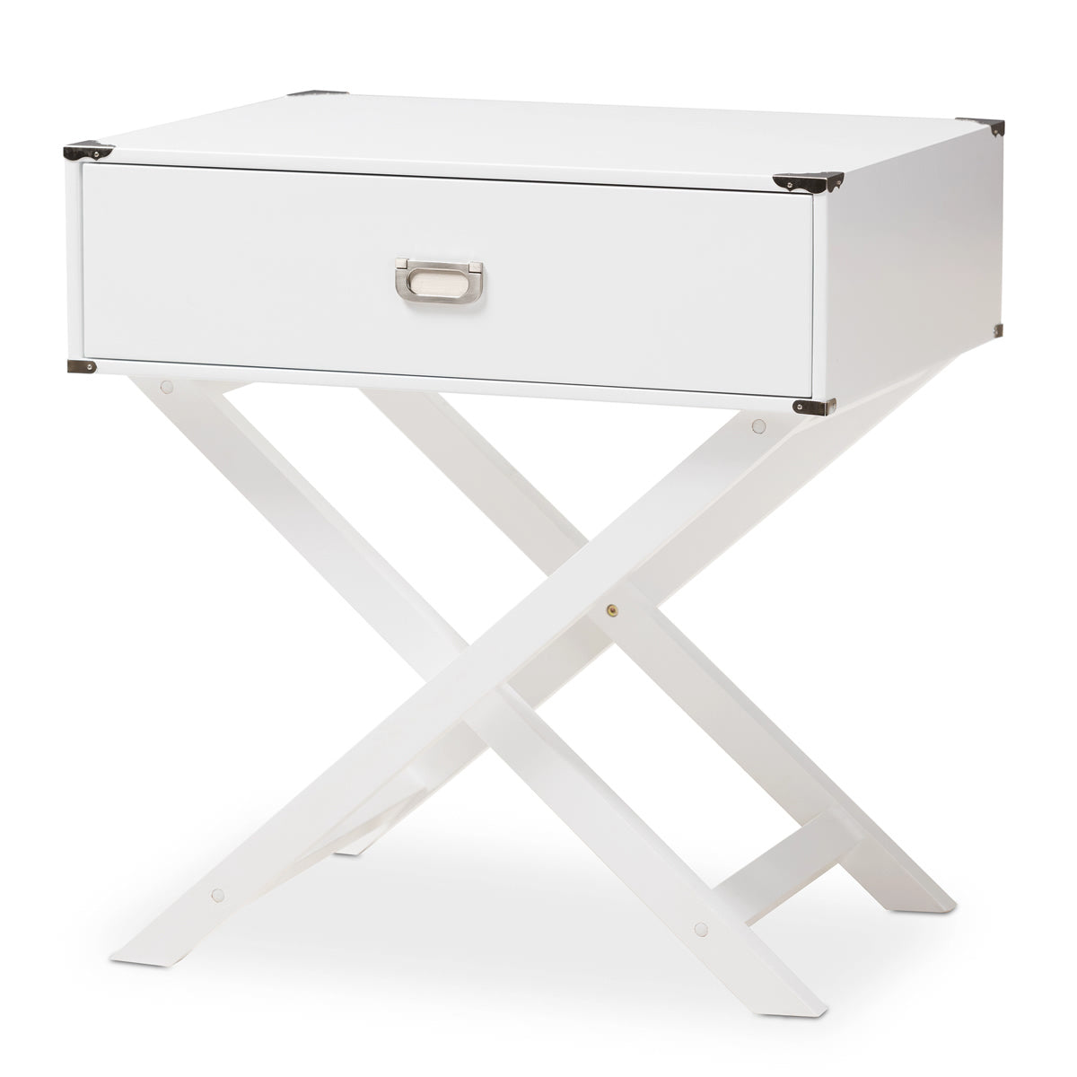 Baxton Studio Curtice Modern And Contemporary White 1-Drawer Wooden Bedside Table Baxton Studio-nightstands-Minimal And Modern - 2