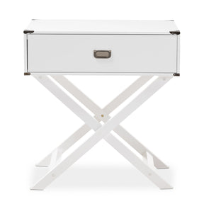 Baxton Studio Curtice Modern And Contemporary White 1-Drawer Wooden Bedside Table Baxton Studio-nightstands-Minimal And Modern - 4