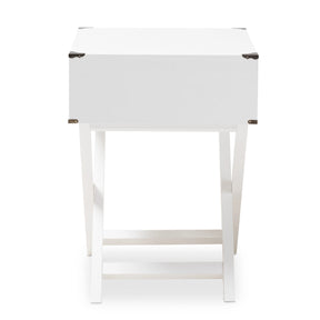 Baxton Studio Curtice Modern And Contemporary White 1-Drawer Wooden Bedside Table Baxton Studio-nightstands-Minimal And Modern - 5