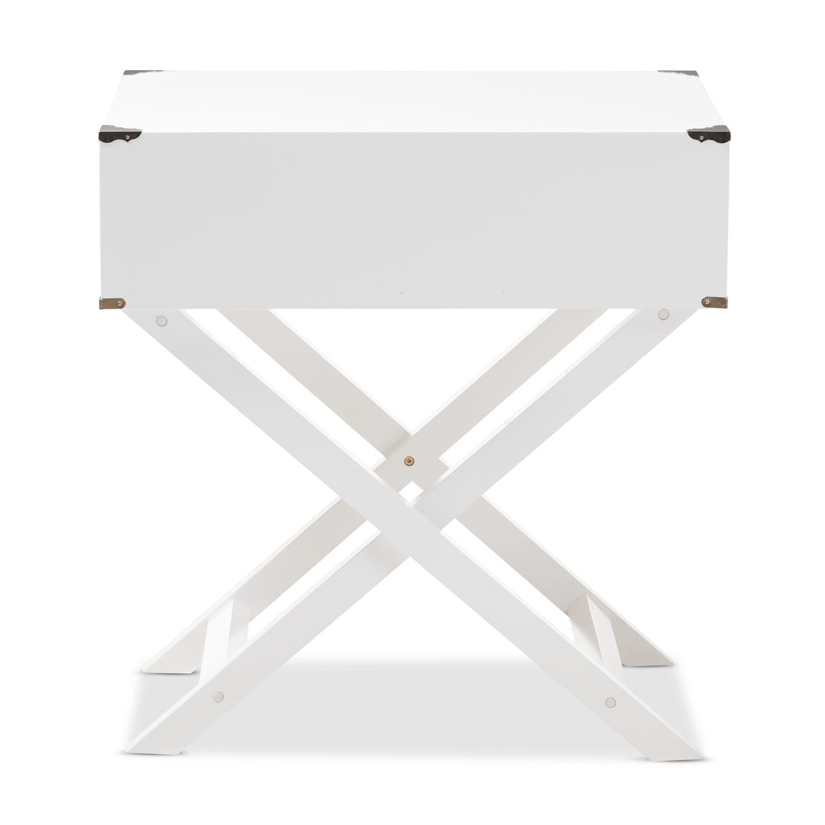 Baxton Studio Curtice Modern And Contemporary White 1-Drawer Wooden Bedside Table Baxton Studio-nightstands-Minimal And Modern - 6
