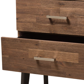 Baxton Studio Selena Mid-Century Modern Brown Wood 4-Drawer Dresser Baxton Studio-Dresser-Minimal And Modern - 7