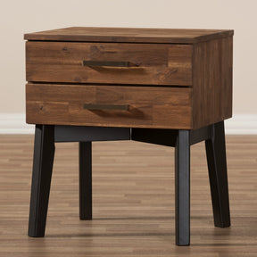 Baxton Studio Selena Mid-Century Modern Brown Wood 2-Drawer Nightstand Baxton Studio-nightstands-Minimal And Modern - 7