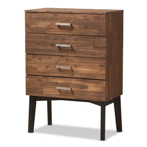 Baxton Studio Selena Mid-Century Modern Brown Wood 4-Drawer Chest Baxton Studio-Dresser-Minimal And Modern - 1