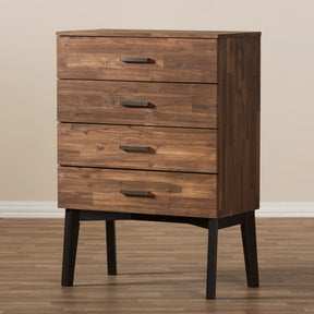 Baxton Studio Selena Mid-Century Modern Brown Wood 4-Drawer Chest Baxton Studio-Dresser-Minimal And Modern - 8