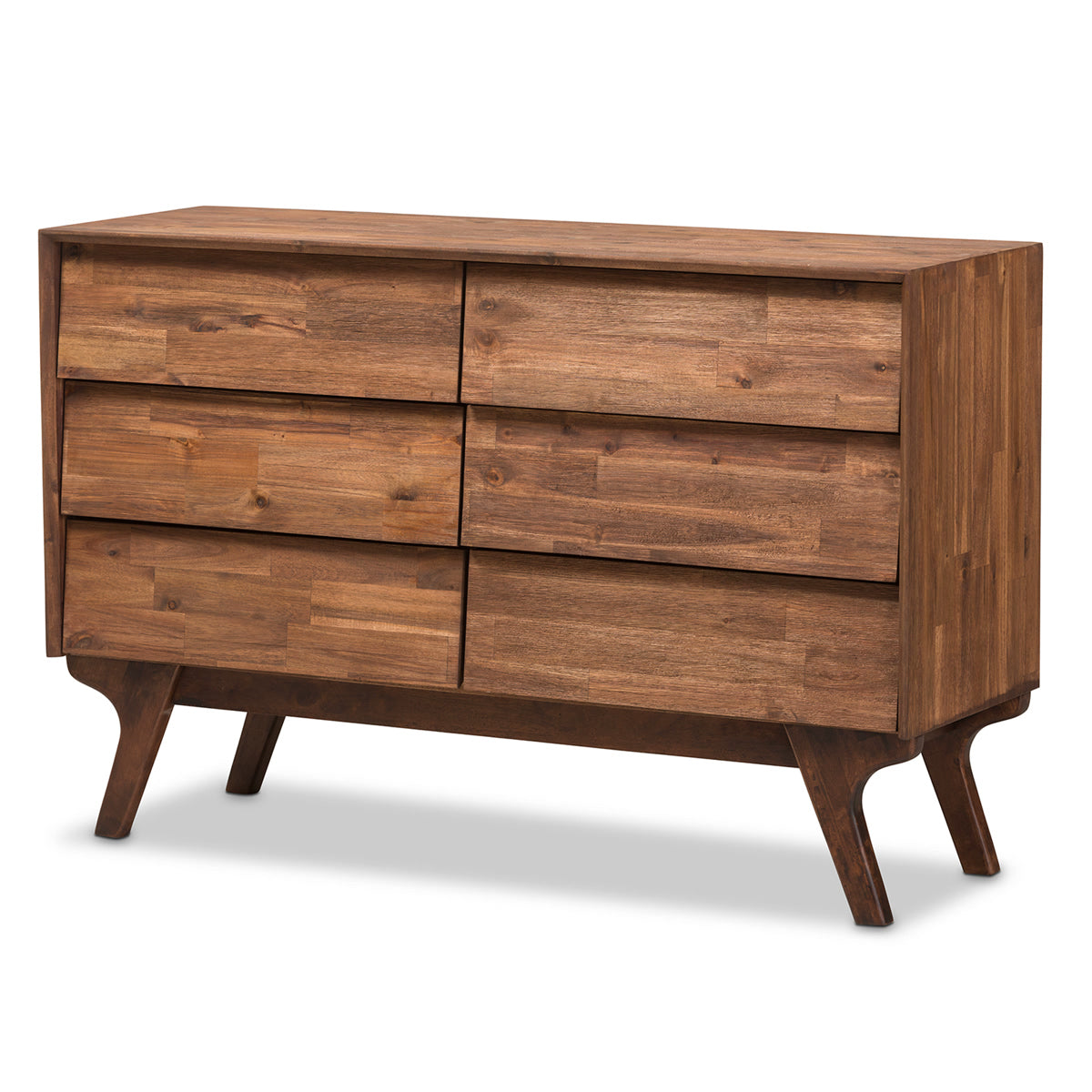 Baxton Studio Sierra Mid-Century Modern Brown Wood 6-Drawer Dresser Baxton Studio-Dresser-Minimal And Modern - 1