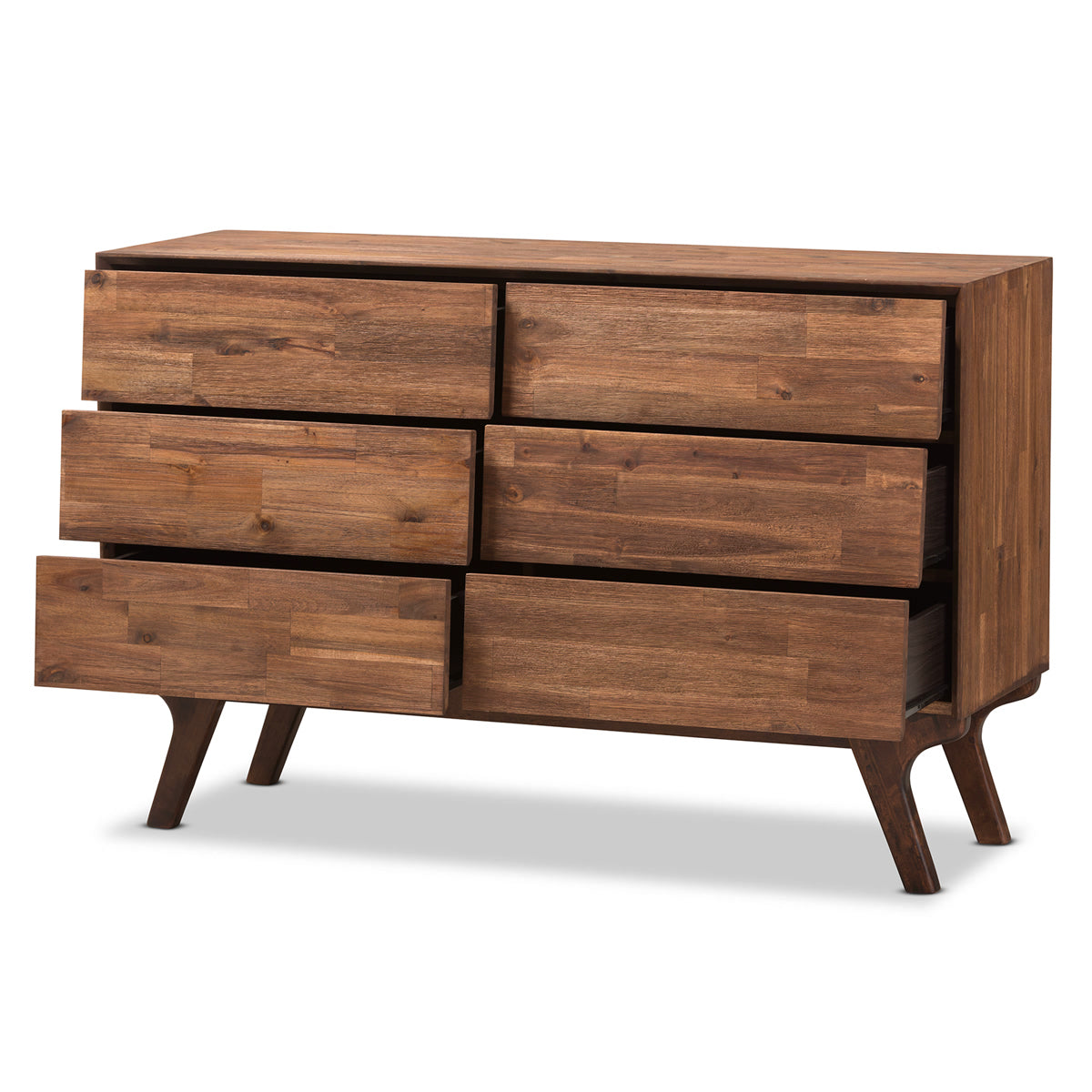 Baxton Studio Sierra Mid-Century Modern Brown Wood 6-Drawer Dresser Baxton Studio-Dresser-Minimal And Modern - 2