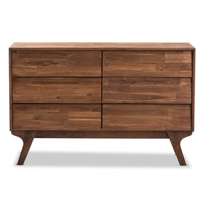 Baxton Studio Sierra Mid-Century Modern Brown Wood 6-Drawer Dresser Baxton Studio-Dresser-Minimal And Modern - 3