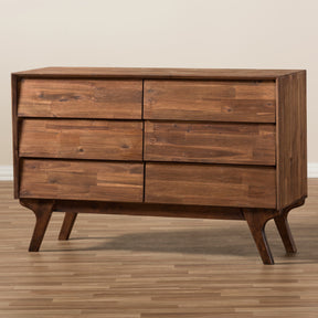 Baxton Studio Sierra Mid-Century Modern Brown Wood 6-Drawer Dresser Baxton Studio-Dresser-Minimal And Modern - 7