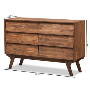 Baxton Studio Sierra Mid-Century Modern Brown Wood 6-Drawer Dresser Baxton Studio-Dresser-Minimal And Modern - 8
