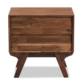 Baxton Studio Sierra Mid-Century Modern Brown Wood 2-Drawer Nightstand Baxton Studio-nightstands-Minimal And Modern - 3