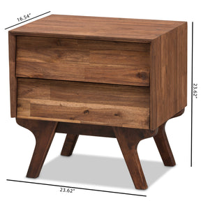 Baxton Studio Sierra Mid-Century Modern Brown Wood 2-Drawer Nightstand Baxton Studio-nightstands-Minimal And Modern - 8
