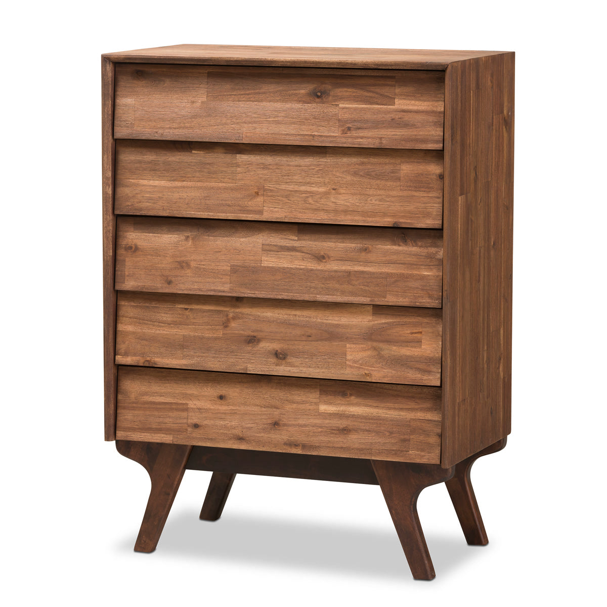 Baxton Studio Sierra Mid-Century Modern Brown Wood 5-Drawer Chest Baxton Studio-Dresser-Minimal And Modern - 1