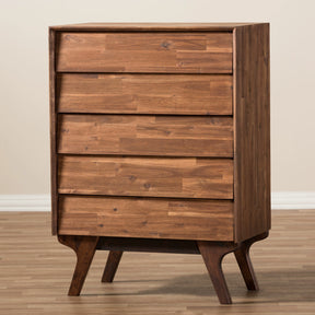 Baxton Studio Sierra Mid-Century Modern Brown Wood 5-Drawer Chest Baxton Studio-Dresser-Minimal And Modern - 8