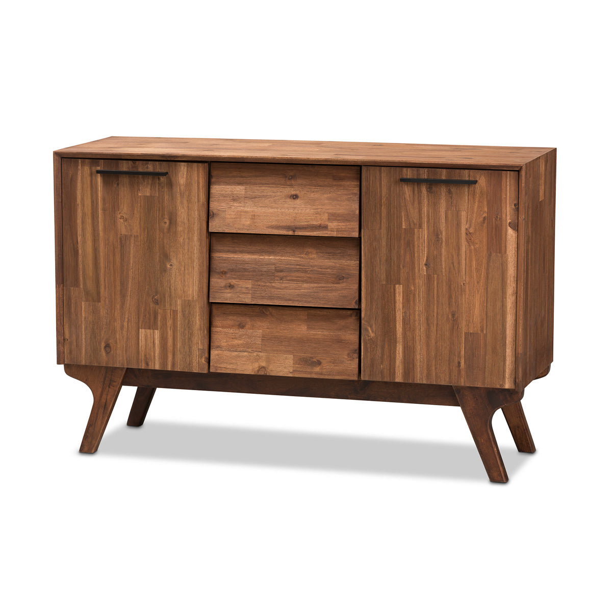 Baxton Studio Sierra Mid-Century Modern Brown Wood 3-Drawer Sideboard Baxton Studio-0-Minimal And Modern - 1
