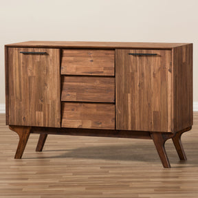 Baxton Studio Sierra Mid-Century Modern Brown Wood 3-Drawer Sideboard Baxton Studio-0-Minimal And Modern - 8