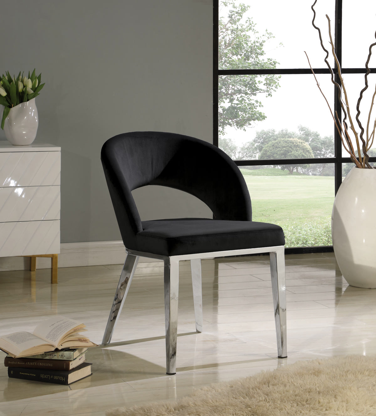 Meridian Furniture Roberto Black Velvet Dining Chair