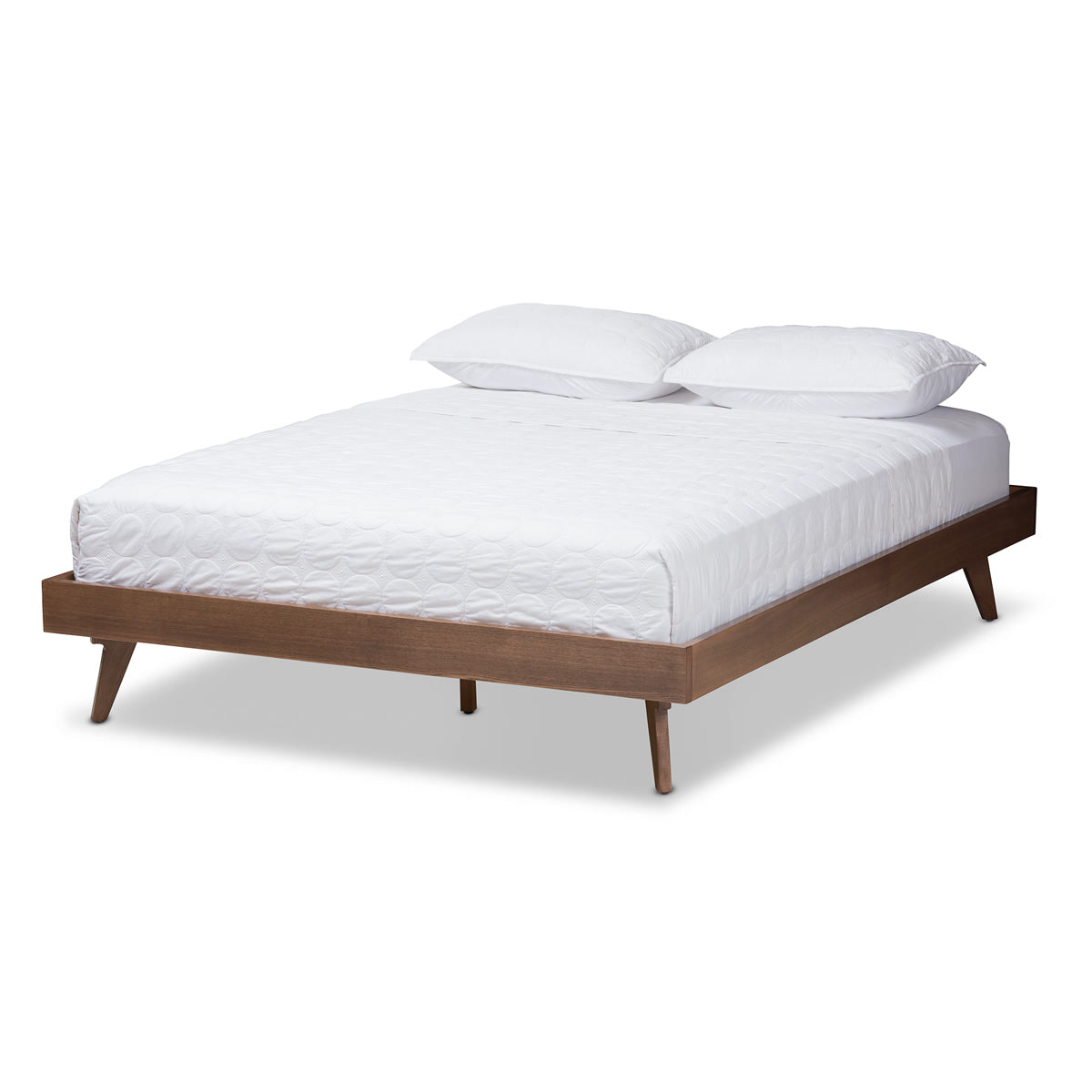 Baxton Studio Jacob Mid-Century Modern Walnut Brown Finished Solid Wood Full Size Bed Frame Baxton Studio-beds-Minimal And Modern - 1
