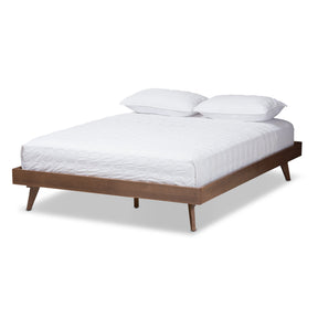 Baxton Studio Jacob Mid-Century Modern Walnut Brown Finished Solid Wood Queen Size Bed Frame Baxton Studio-beds-Minimal And Modern - 1