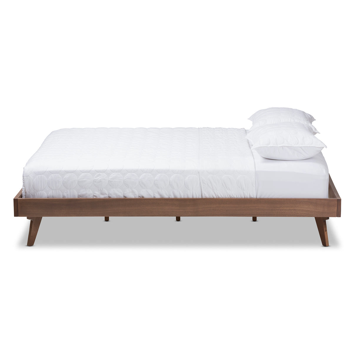 Baxton Studio Jacob Mid-Century Modern Walnut Brown Finished Solid Wood Queen Size Bed Frame Baxton Studio-beds-Minimal And Modern - 2
