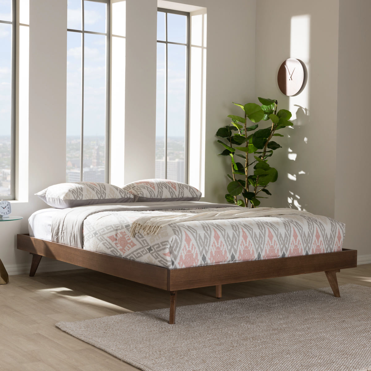 Baxton Studio Jacob Mid-Century Modern Walnut Brown Finished Solid Wood Full Size Bed Frame Baxton Studio-beds-Minimal And Modern - 5