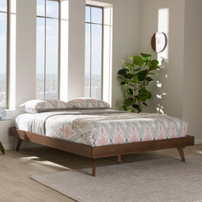 Baxton Studio Jacob Mid-Century Modern Walnut Brown Finished Solid Wood Queen Size Bed Frame Baxton Studio-beds-Minimal And Modern - 5