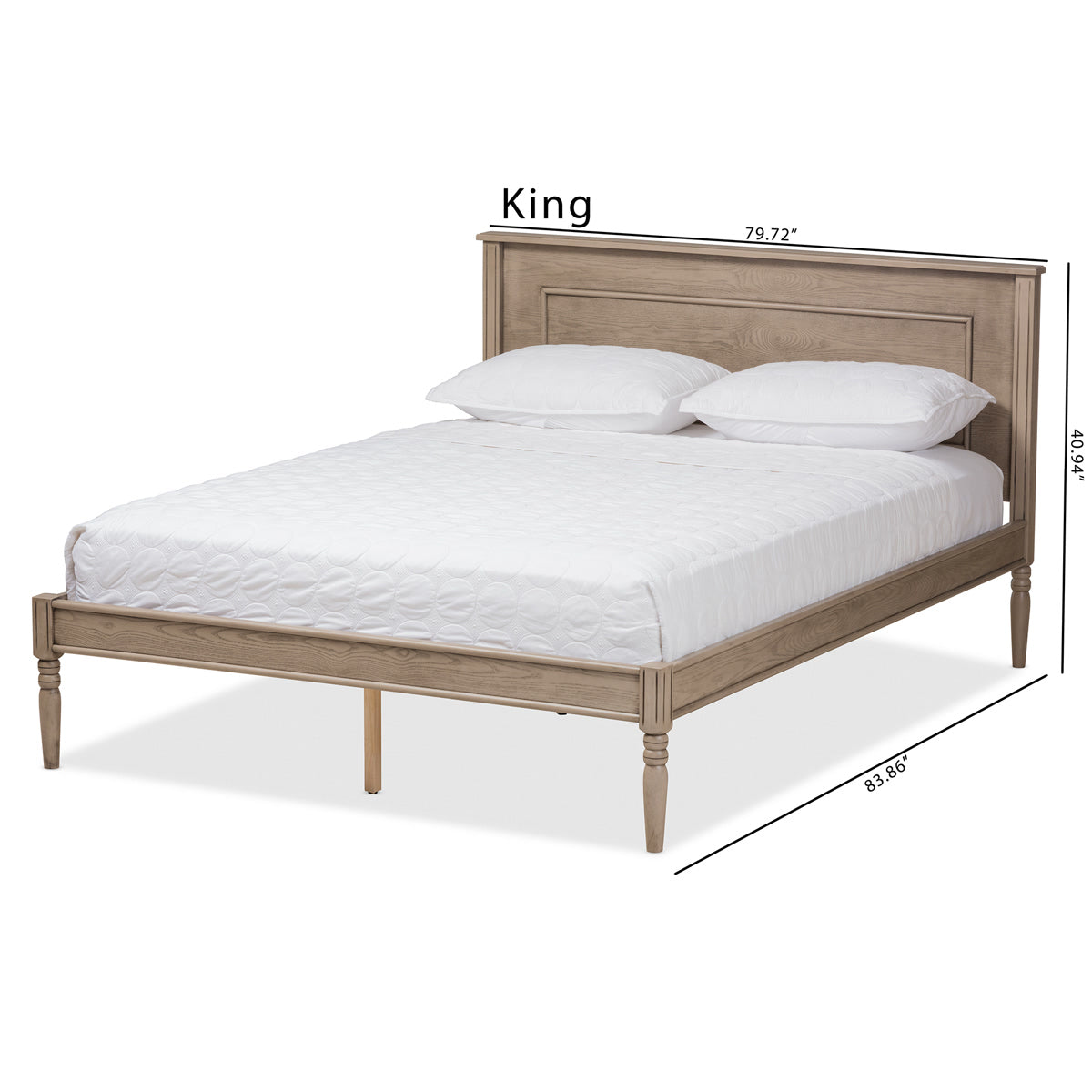 Baxton Studio Axton Modern and Contemporary Weathered Grey Finished Wood King Size Bed Baxton Studio-beds-Minimal And Modern - 2